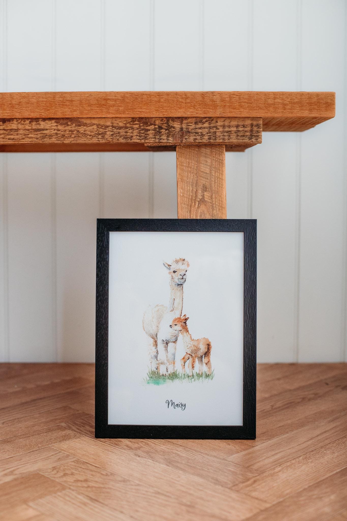 Personalised Alpaca Watercolour Art Print for Nursery and Kids Rooms