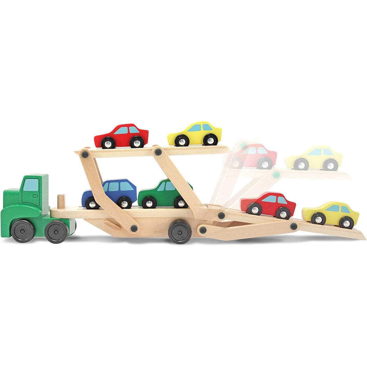 Melissa & Doug Wooden Car Transporter Toy Truck & Cars