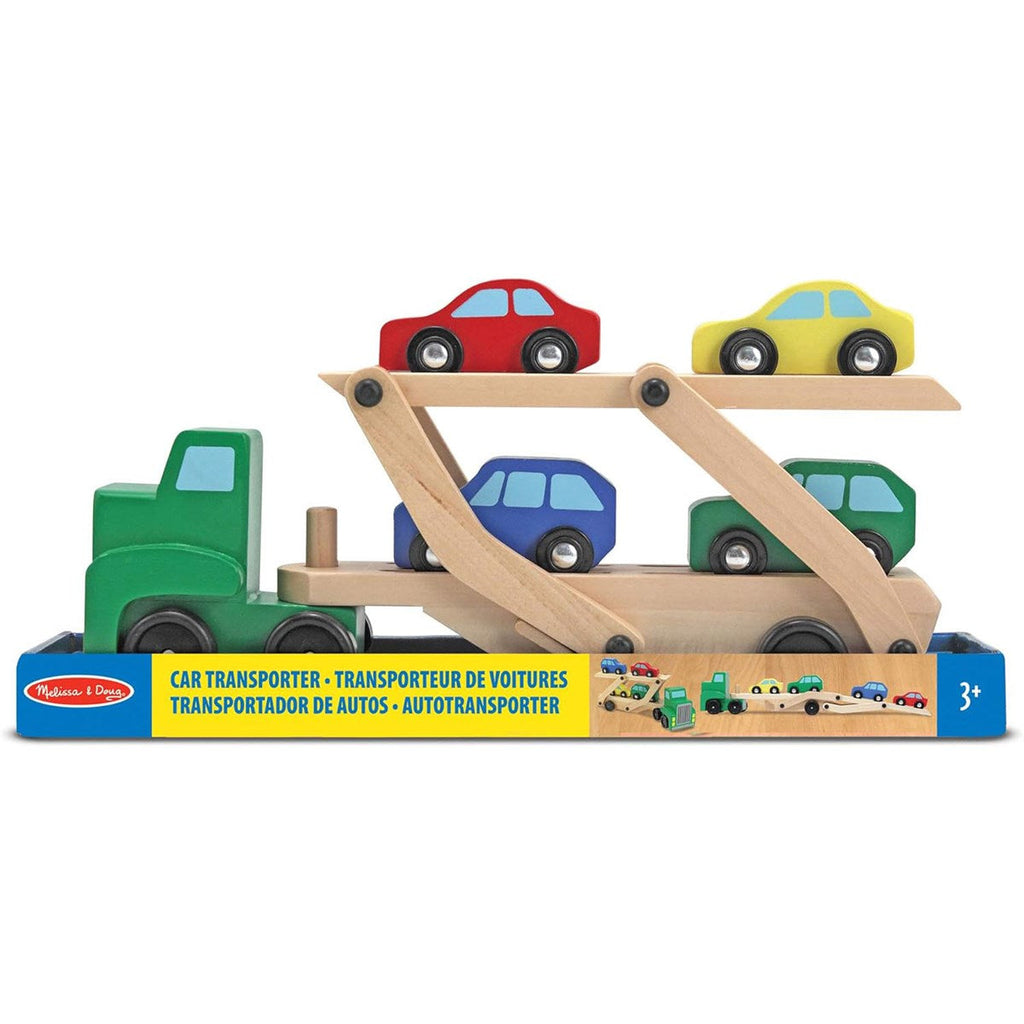 Melissa & Doug Wooden Car Transporter Toy Truck & Cars