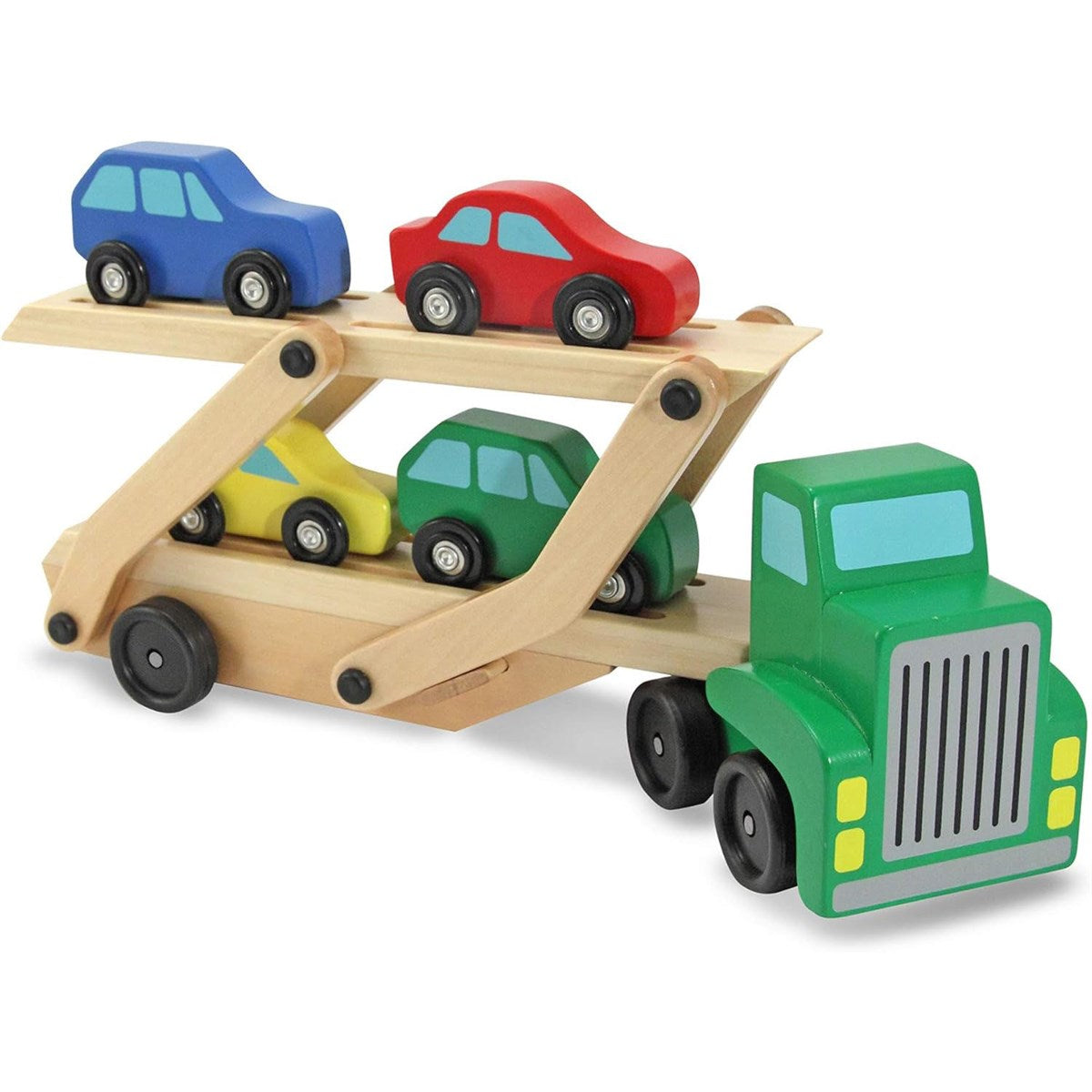Melissa & Doug Wooden Car Transporter Toy Truck & Cars