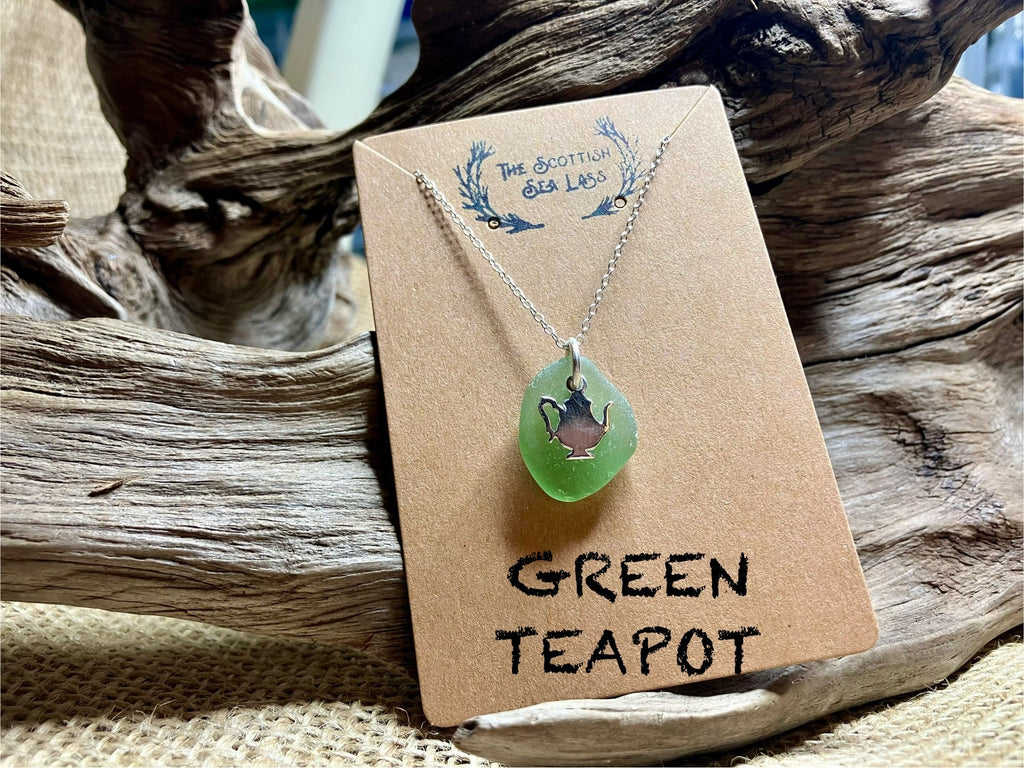 Scottish Seaglass Teapot Pendant in Sterling Silver