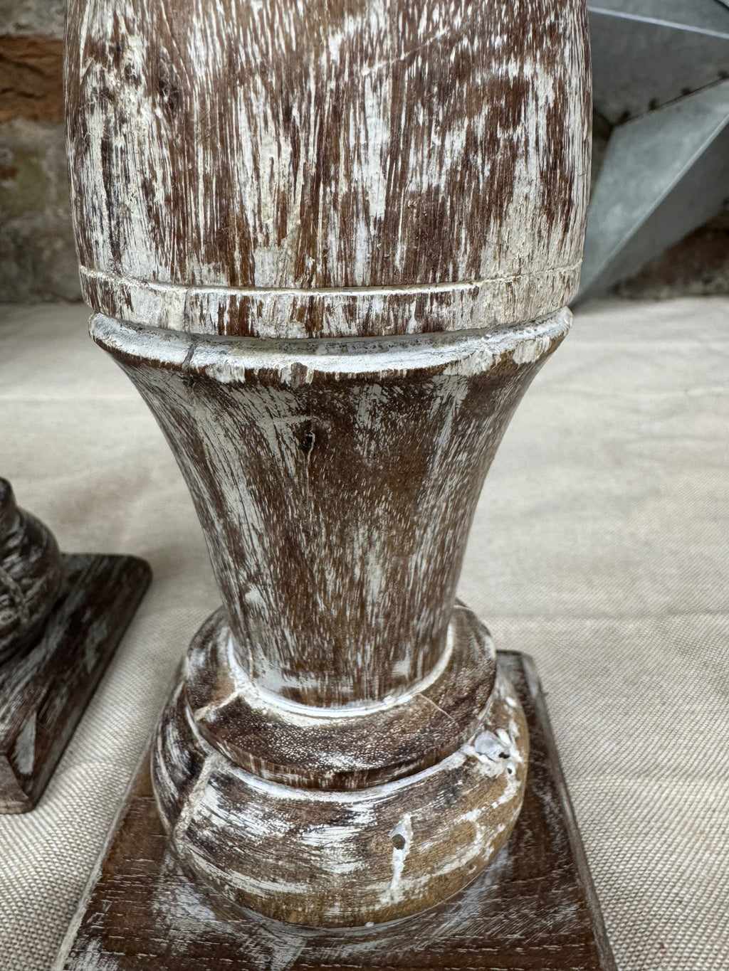 Pair of Rustic Wooden Candle Holders Large