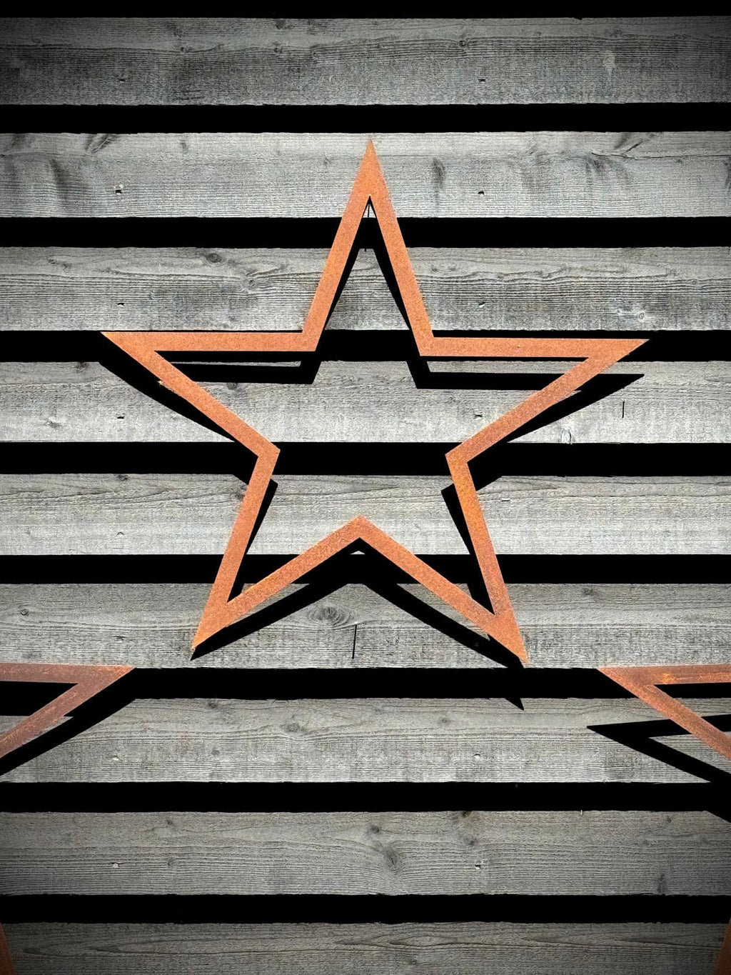 Set of 3 Large Rusty Metal Barn Stars