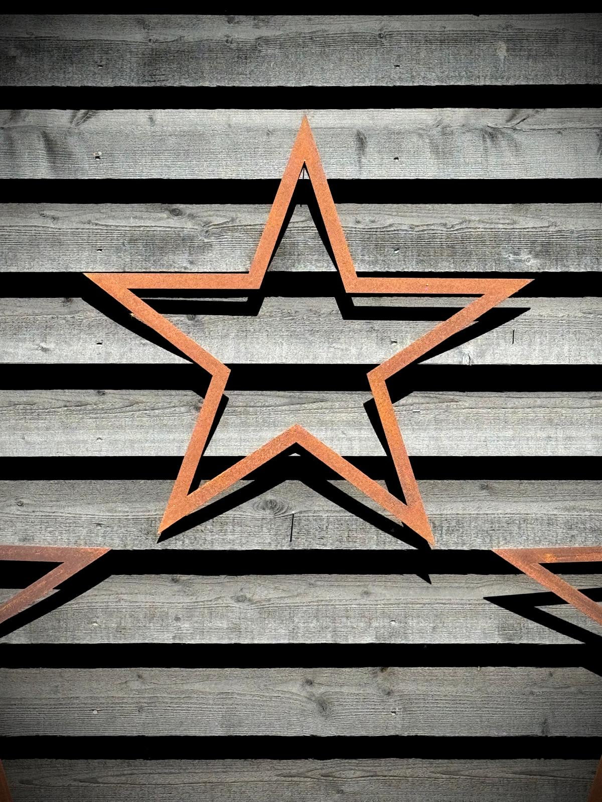 Set of 3 Large Rusty Metal Barn Stars