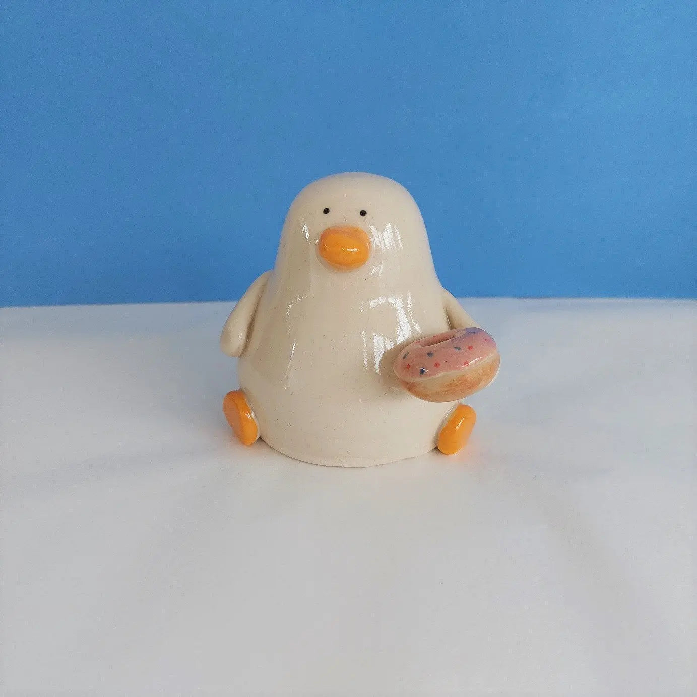 Doughnut Duck Ceramic Ornament
