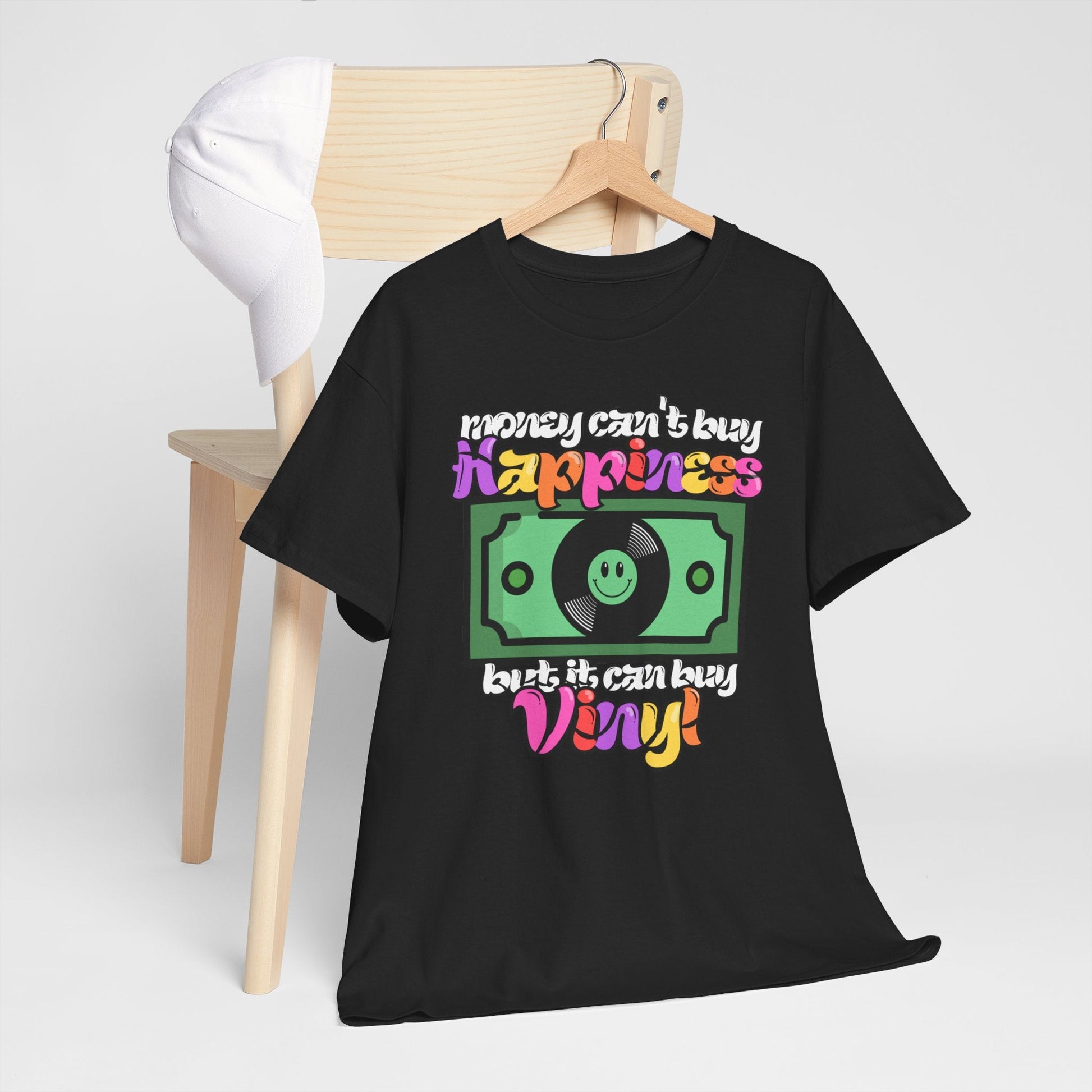 Money Can't Buy Happiness Men's Vinyl Record T-Shirt