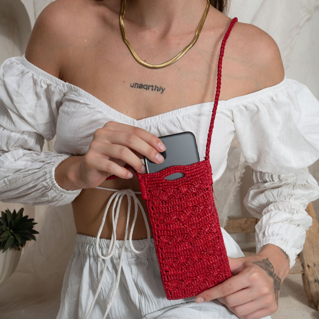Raffia Phone Pouch Crossbody