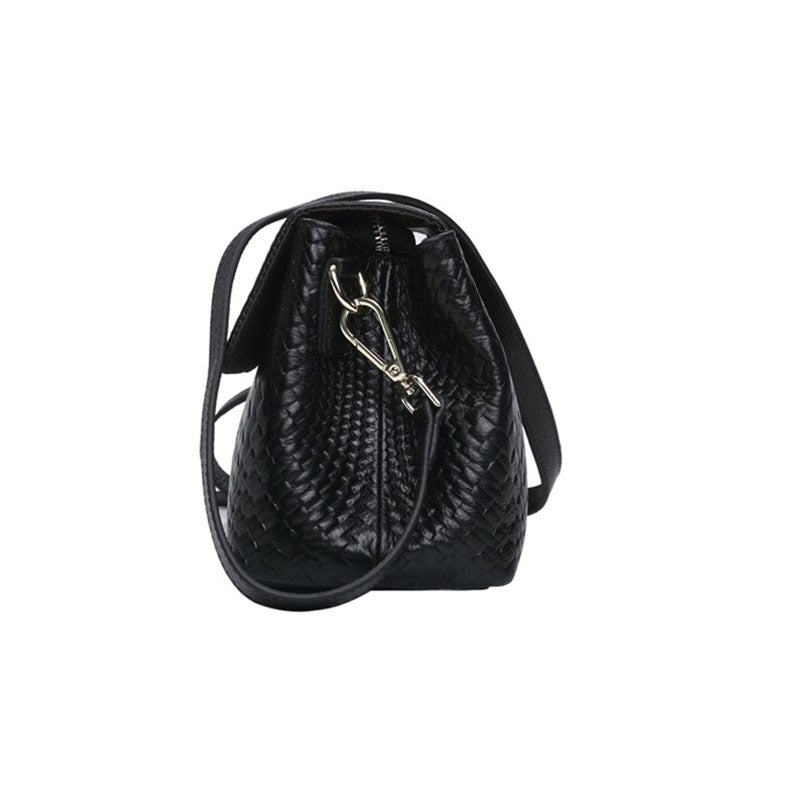 Genuine Leather Woven Crossbody Bag for Women
