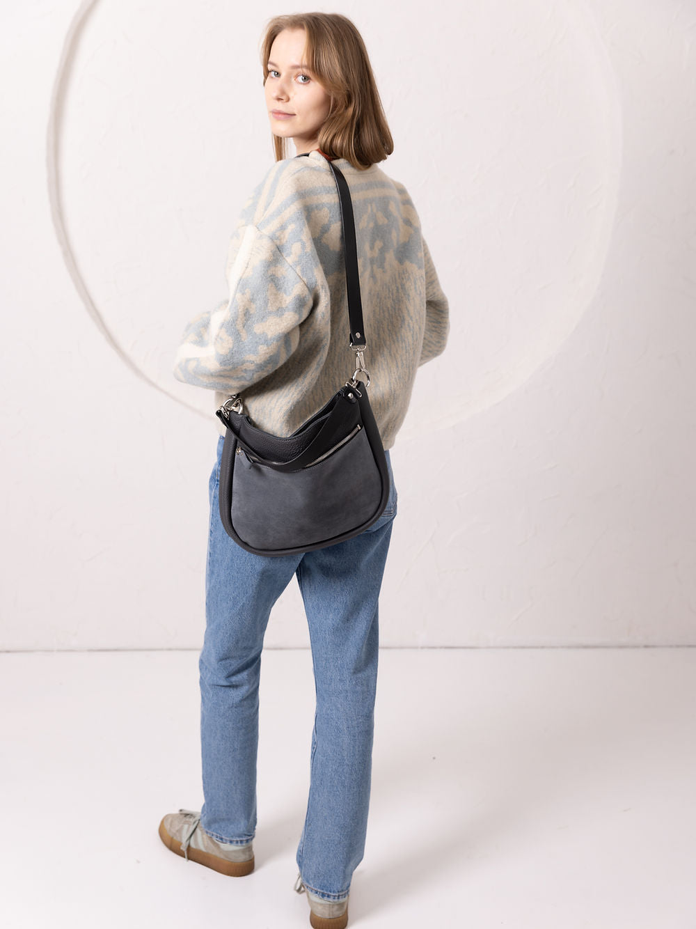 STELLA Black Leather & Suede Handbag – Versatile & Handmade by TOKS VISOKS at www.brixbailey.com