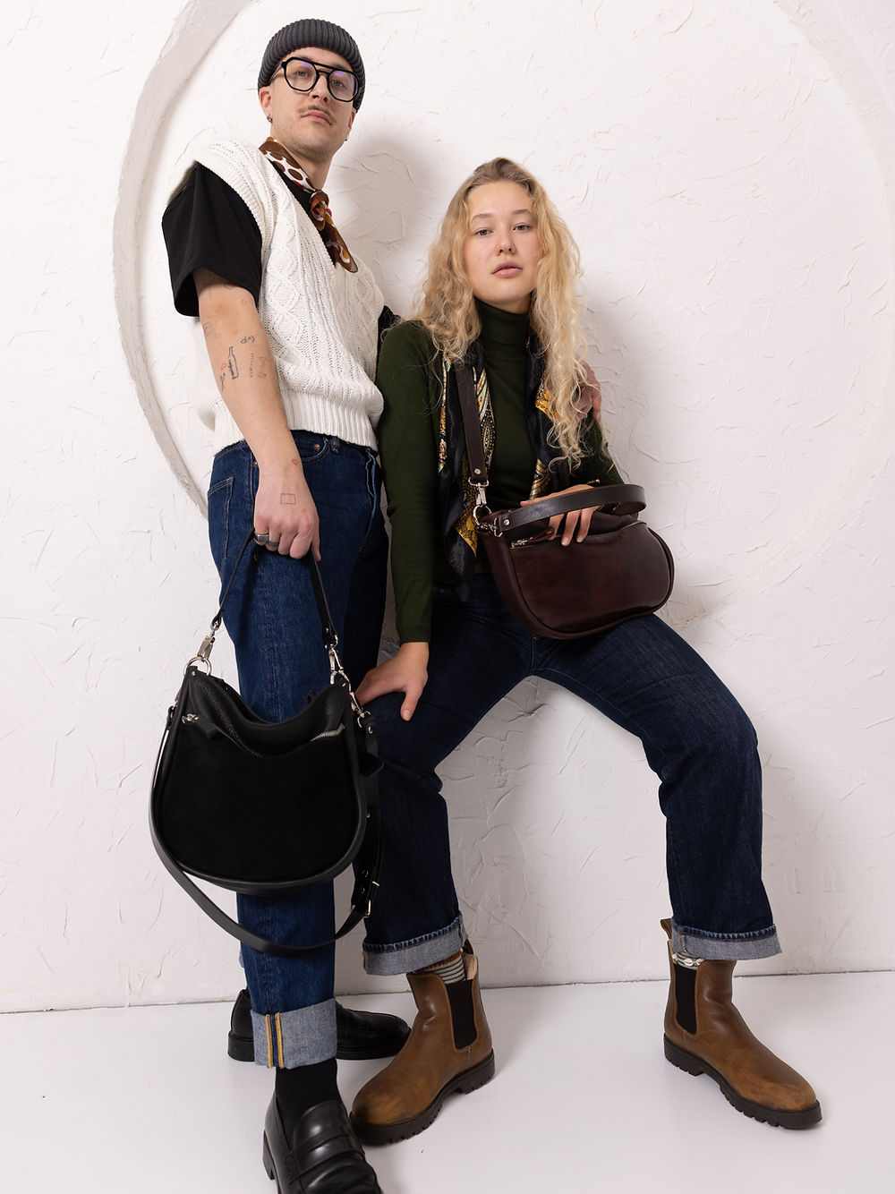 Elevate Your Style with the STELLA Black Leather & Suede Handbag - Ultimate in Elegance and Versatility by TOKS VISOKS at www.brixbailey.com