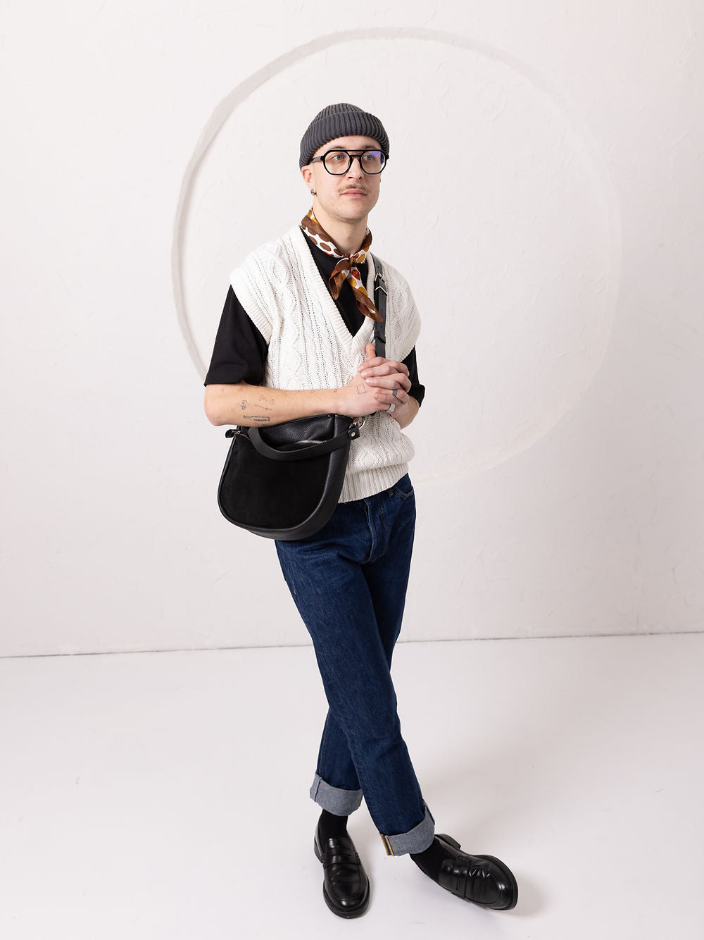 STELLA Black Leather & Suede Handbag – Versatile & Chic by TOKS VISOKS at www.brixbailey.com