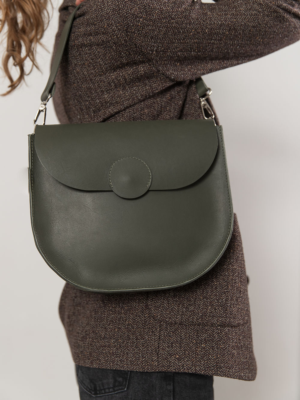 Faded Green Fiona Bag – Handmade with Secret Phone Pocket by TOKS VISOKS at www.brixbailey.com