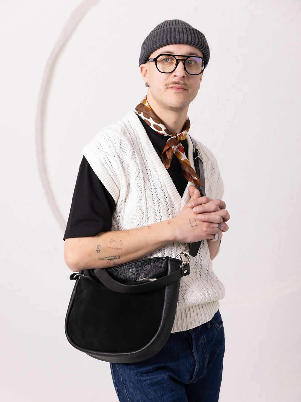 STELLA Black Leather & Suede Handbag – Versatile & Handmade by TOKS VISOKS at www.brixbailey.com