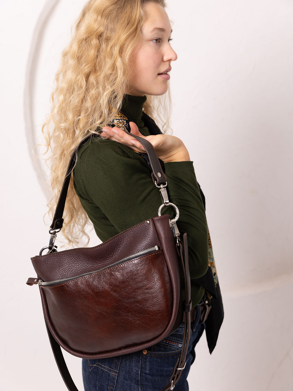 Elevate Your Style with the STELLA Black Leather & Suede Handbag - Timeless Elegance & Versatile Functionality by TOKS VISOKS at www.brixbailey.com