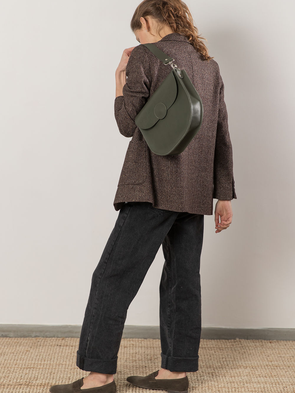 FIONA Green Shoulder Bag – Handmade with Hidden Magnet & Pocket by TOKS VISOKS at www.brixbailey.com