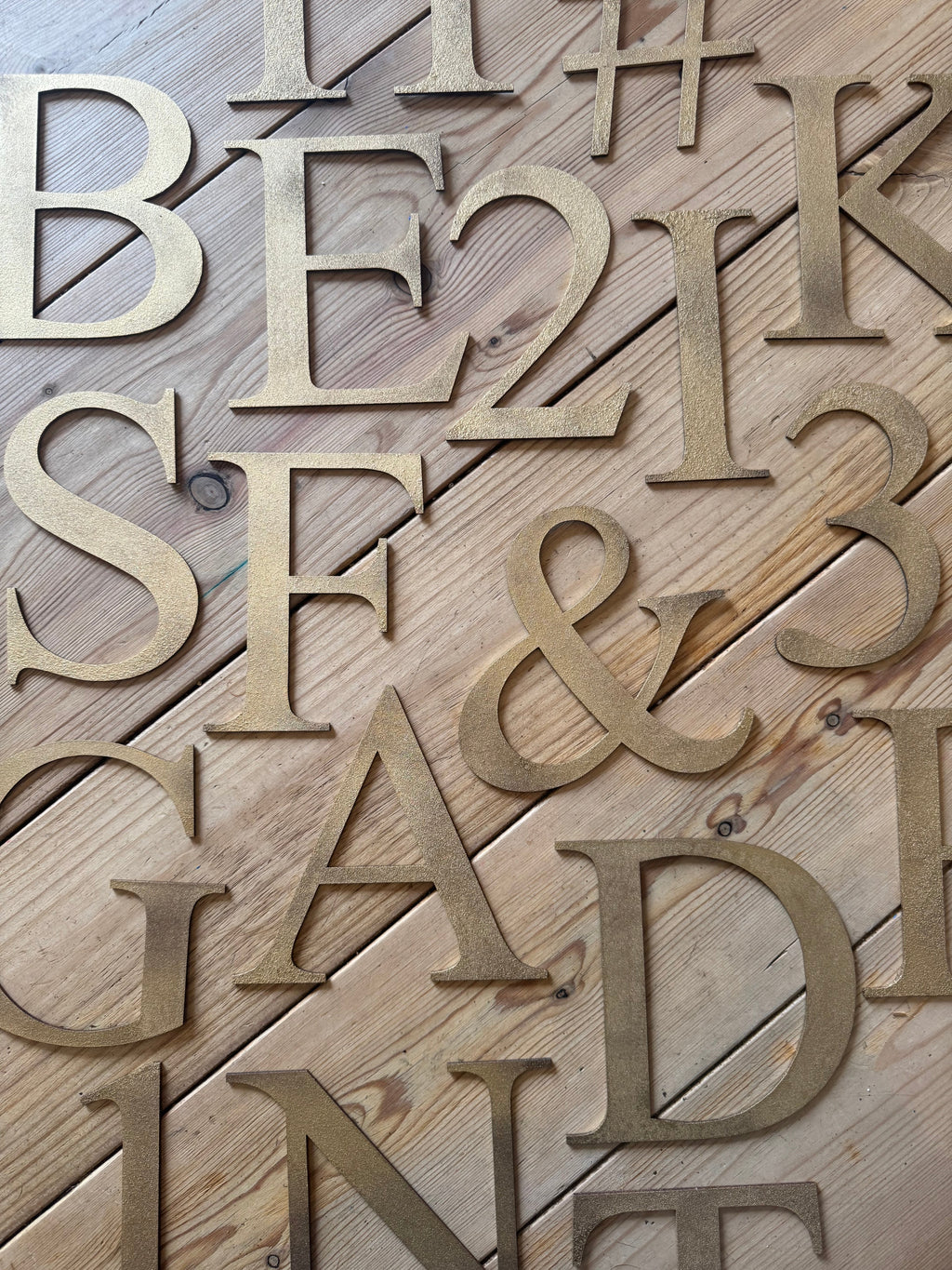 Distressed Gold Metal Letters A-Z 0-9 in 5 inch or 12 inch