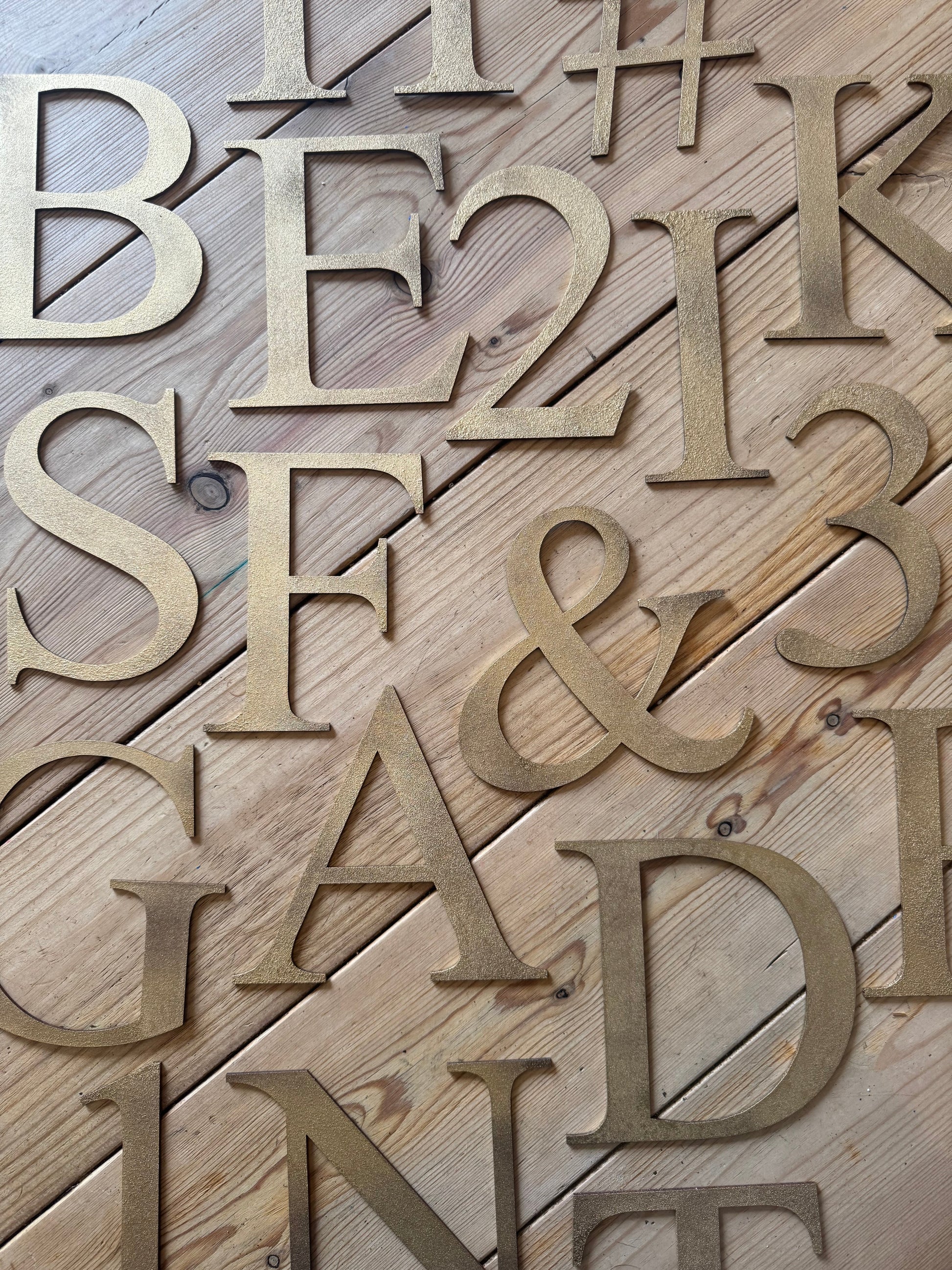 Distressed Gold Metal Letters A-Z 0-9 in 5 inch or 12 inch