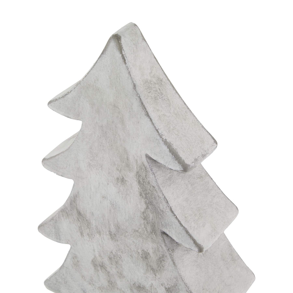 Modern white ceramic Christmas tree with stone-effect finish, minimalist holiday decor, 32 cm tall by Sostter at brixbailey.com