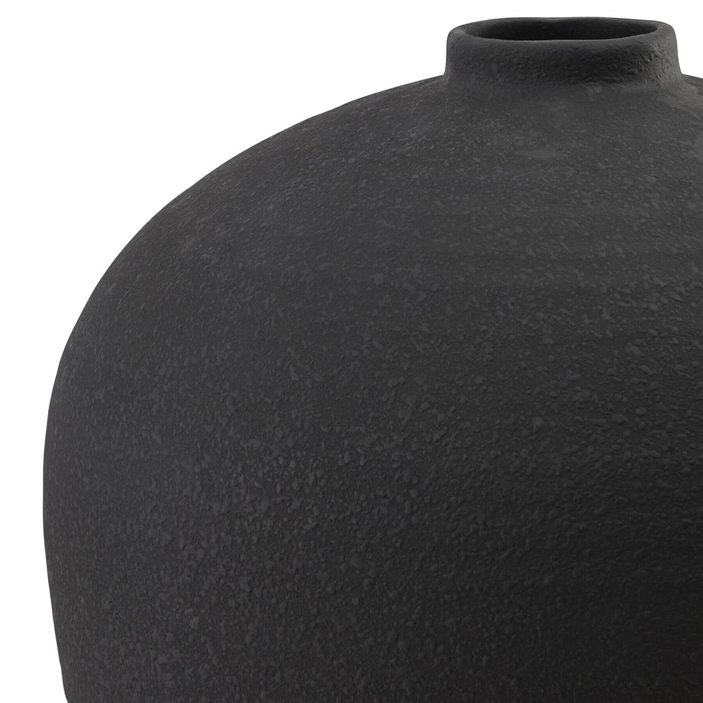 Minimalist matt black ceramic floor vase, 57cm tall, with slim neck for effortless styling, pairs with pampas grass or artichoke decorby sostter at brixbailey.com