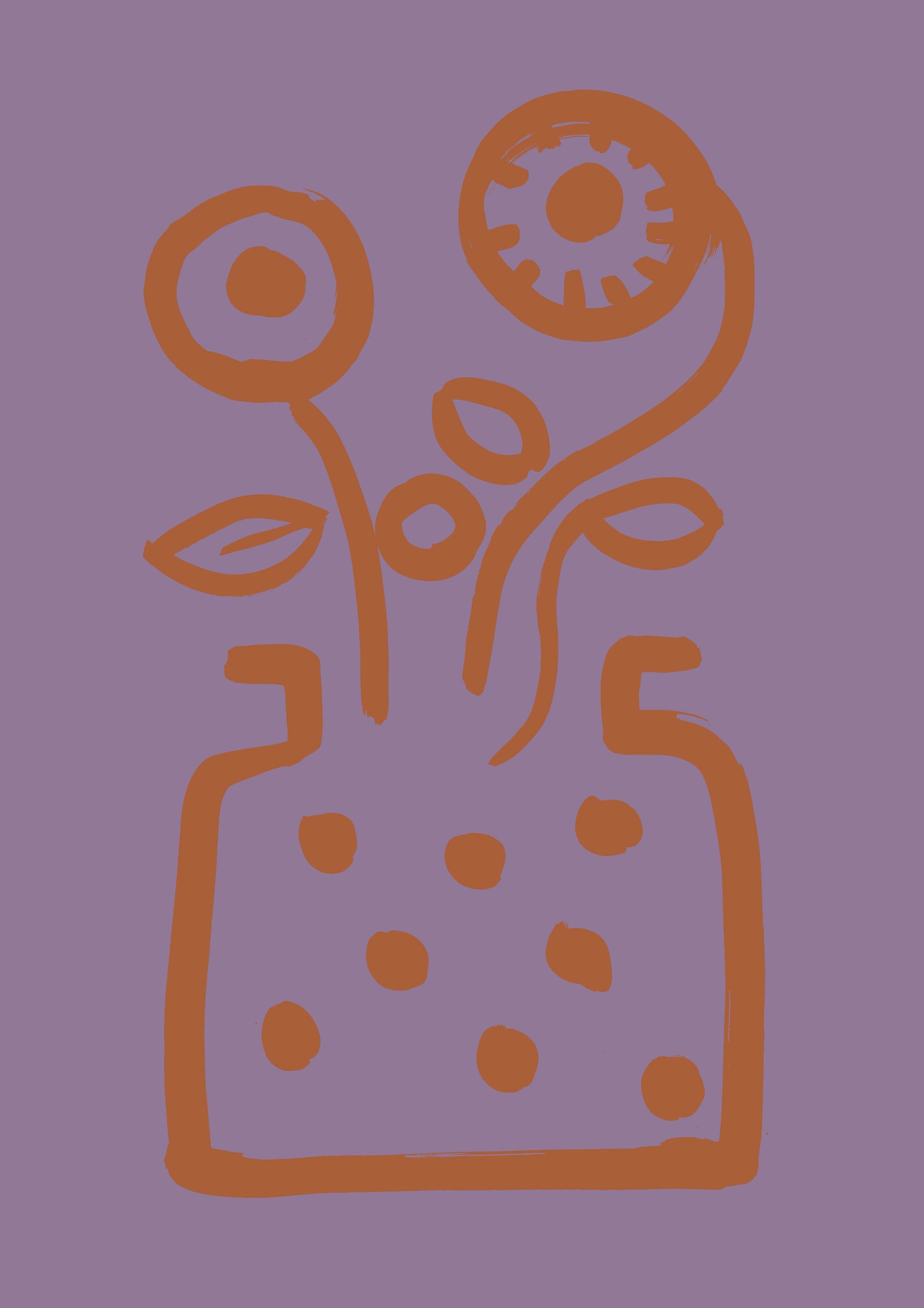 Vase No 2 Print in Lilac and Terracotta