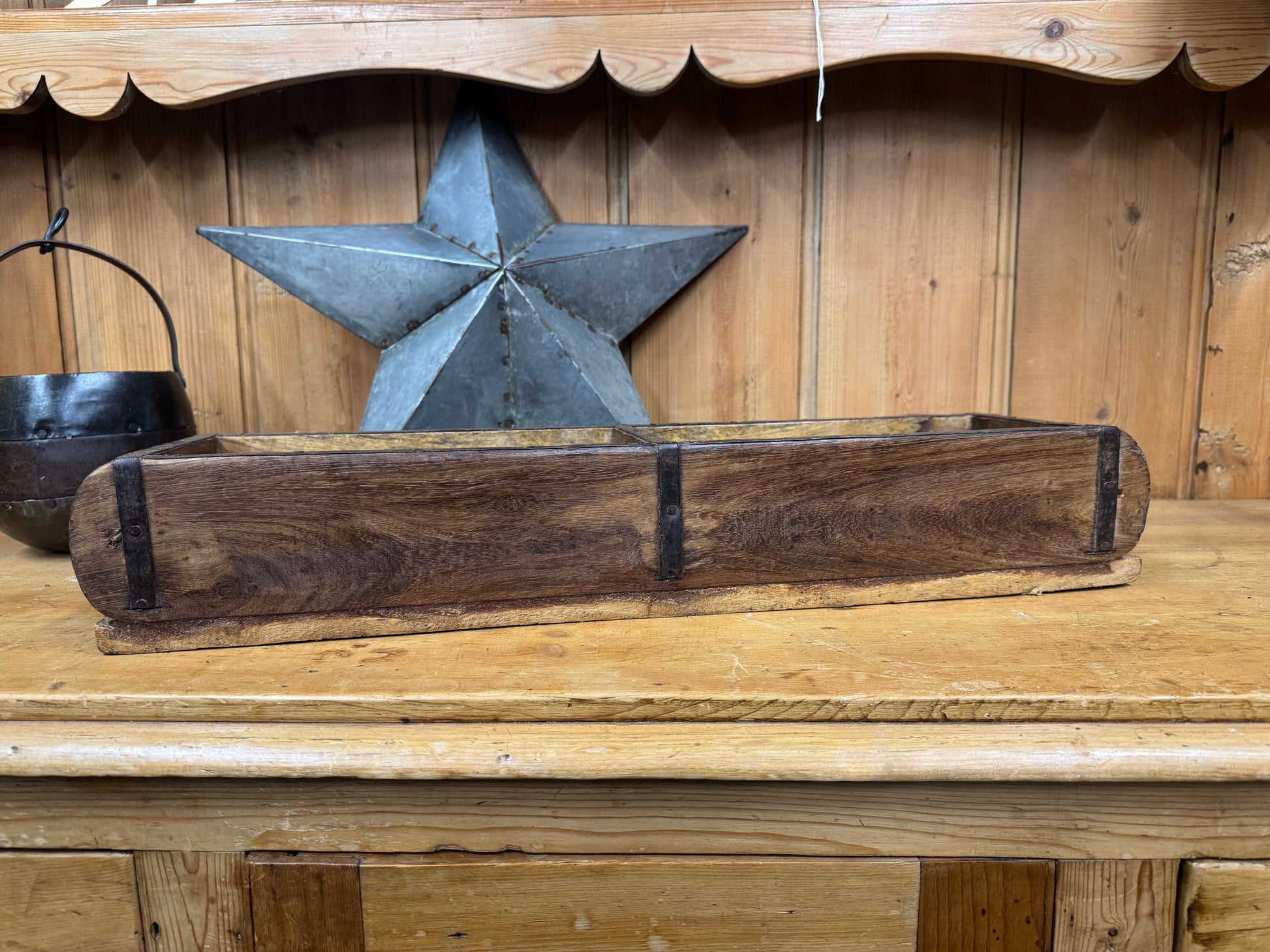 Rustic Wooden Double Brick Mould Planter and Storage Box