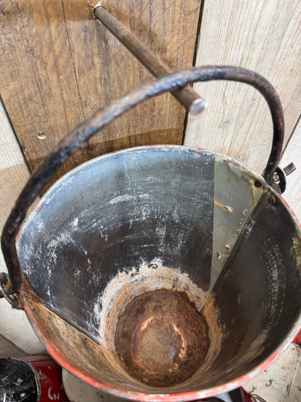 Vintage Galvanised Hanging Fire Bucket Plant Pot