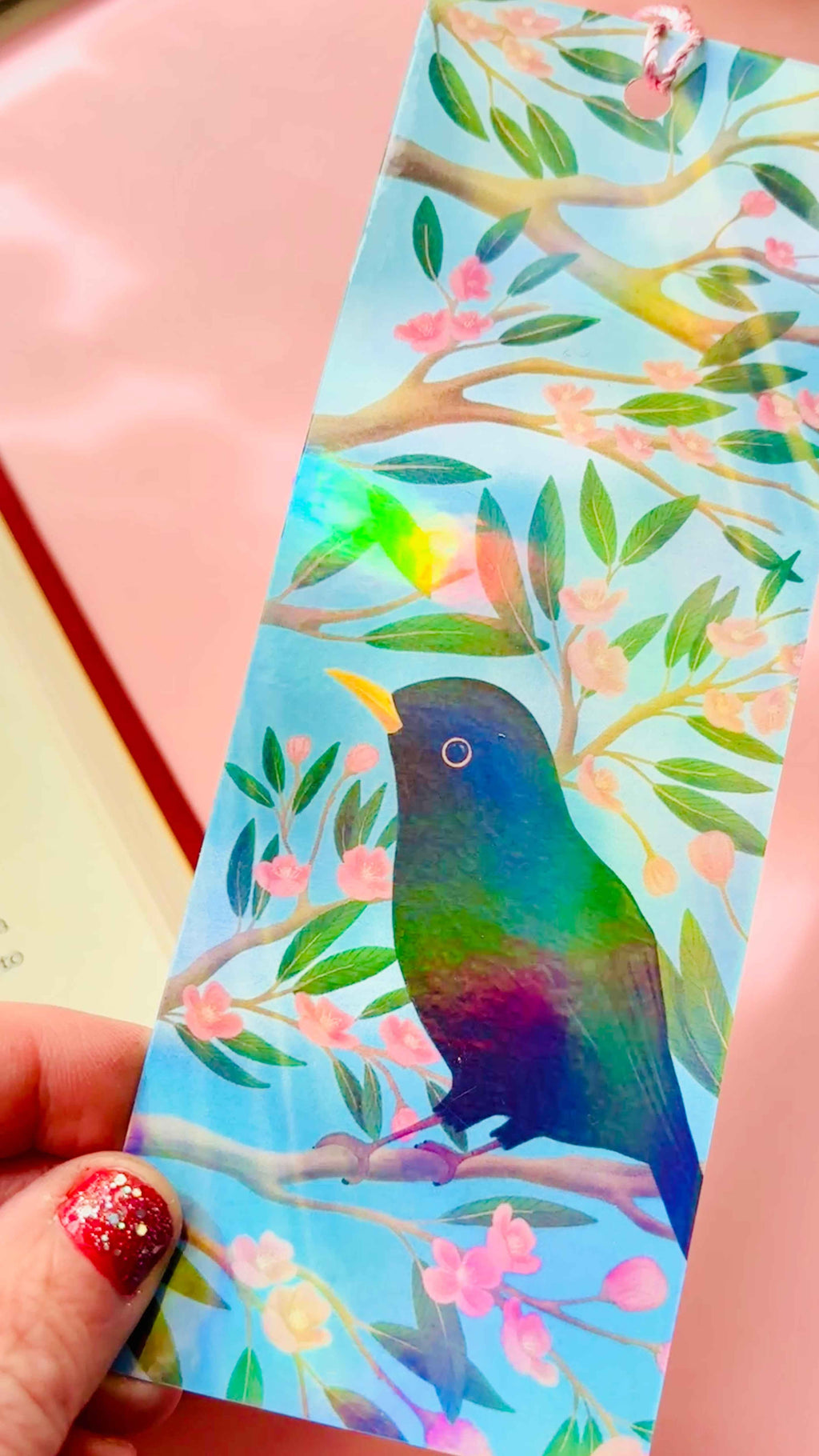 Handmade Holographic Blackbird Bookmark