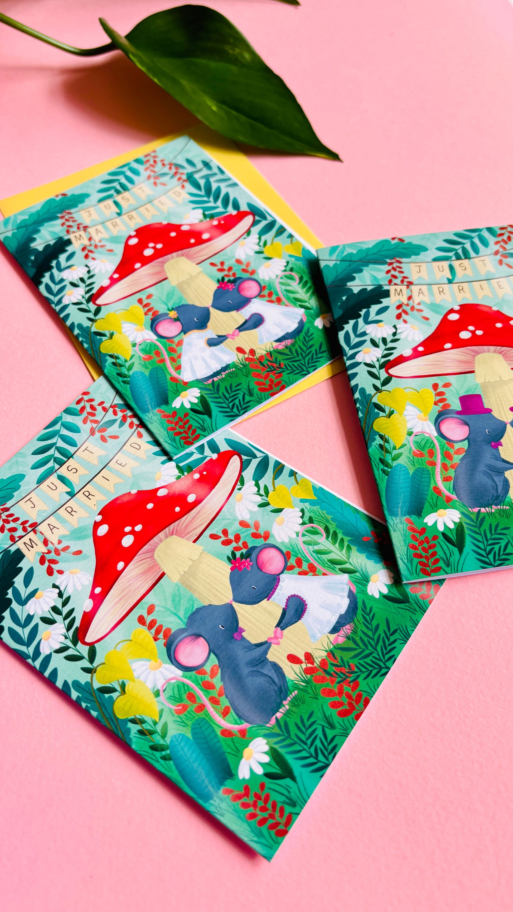 Cute Forest Wedding Card with Woodland Mice and Mushroom