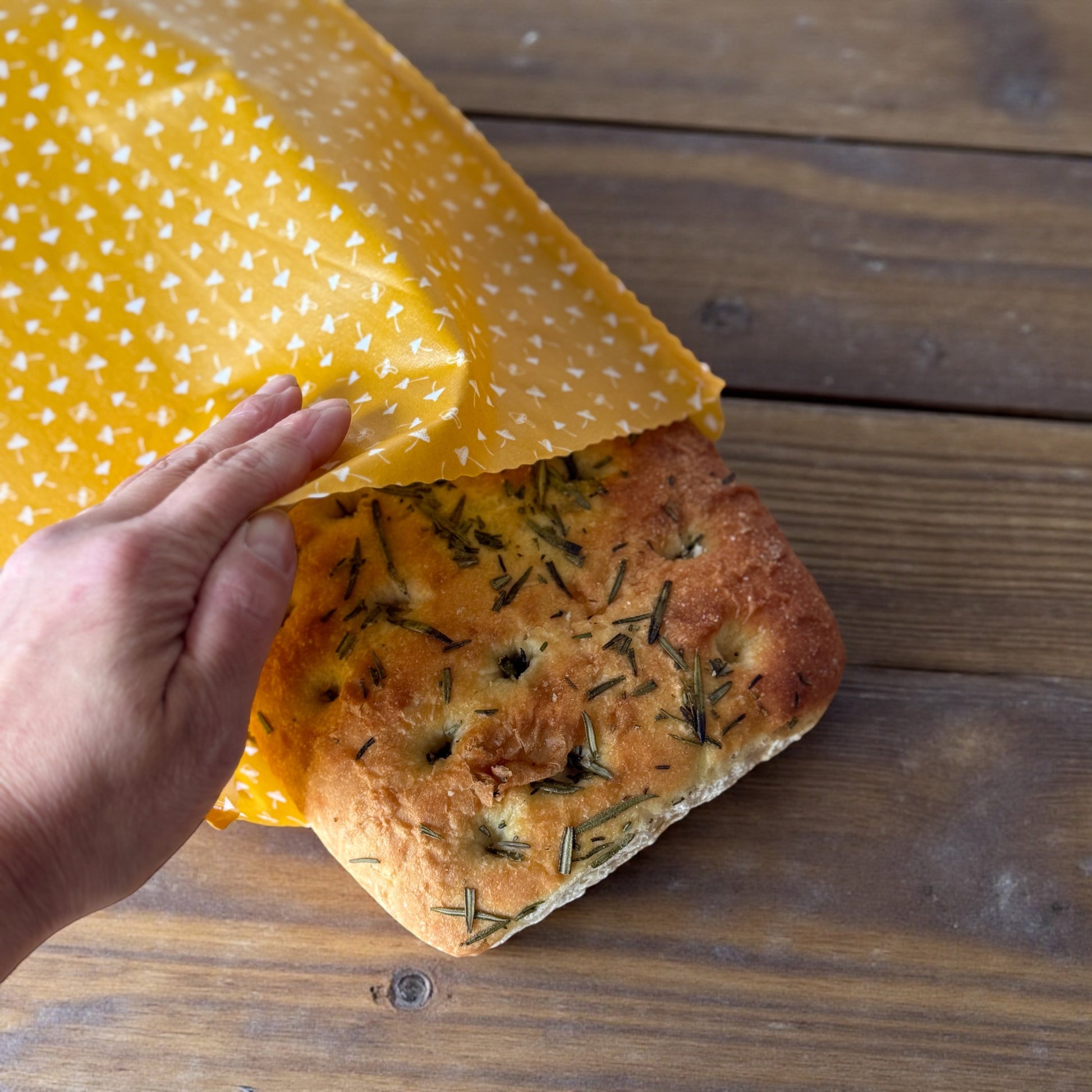 THE Bread Bag –Toadstool Print (Mustard)