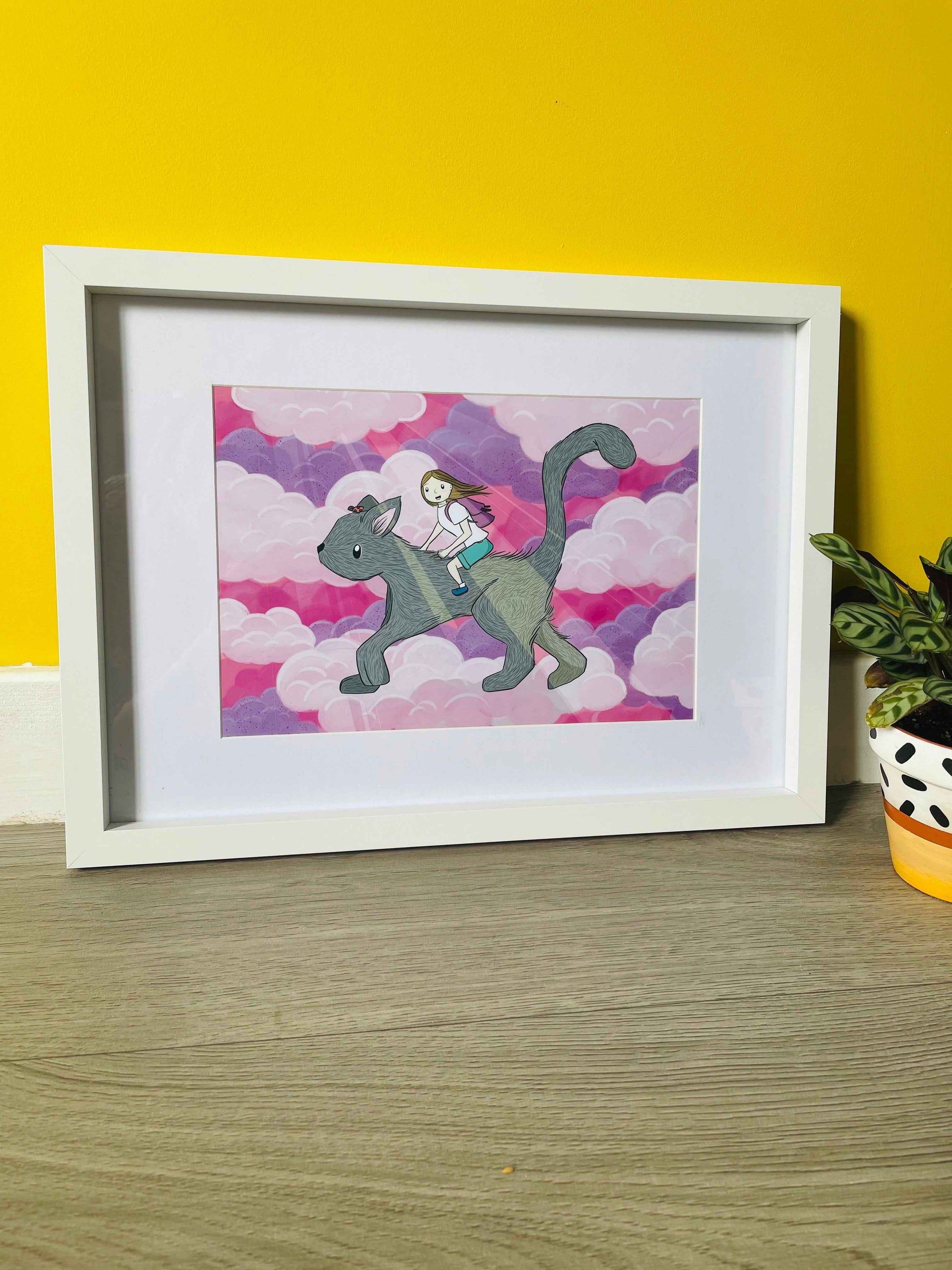 Riding into Dreams Cat Art Print