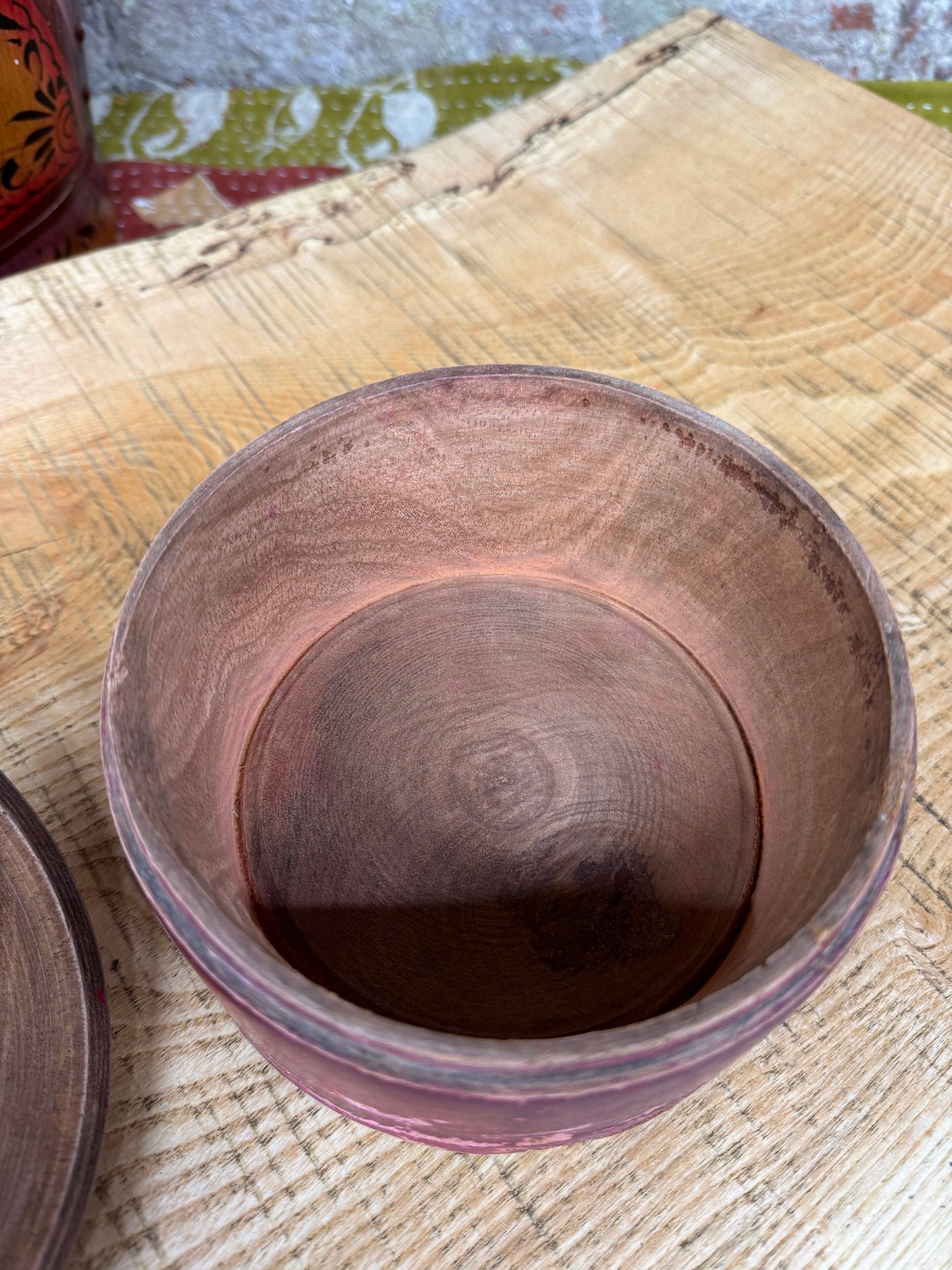 Vintage Tikka Box / Indian Red Box & Lid / Trinket Jewellery Storage Container C