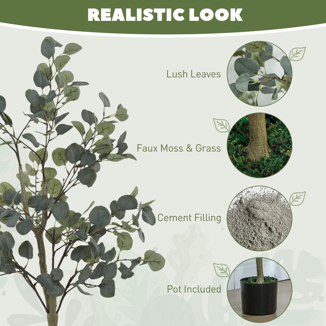 Artificial Eucalyptus Trees 2 Pack Faux Silk Plants 120cm