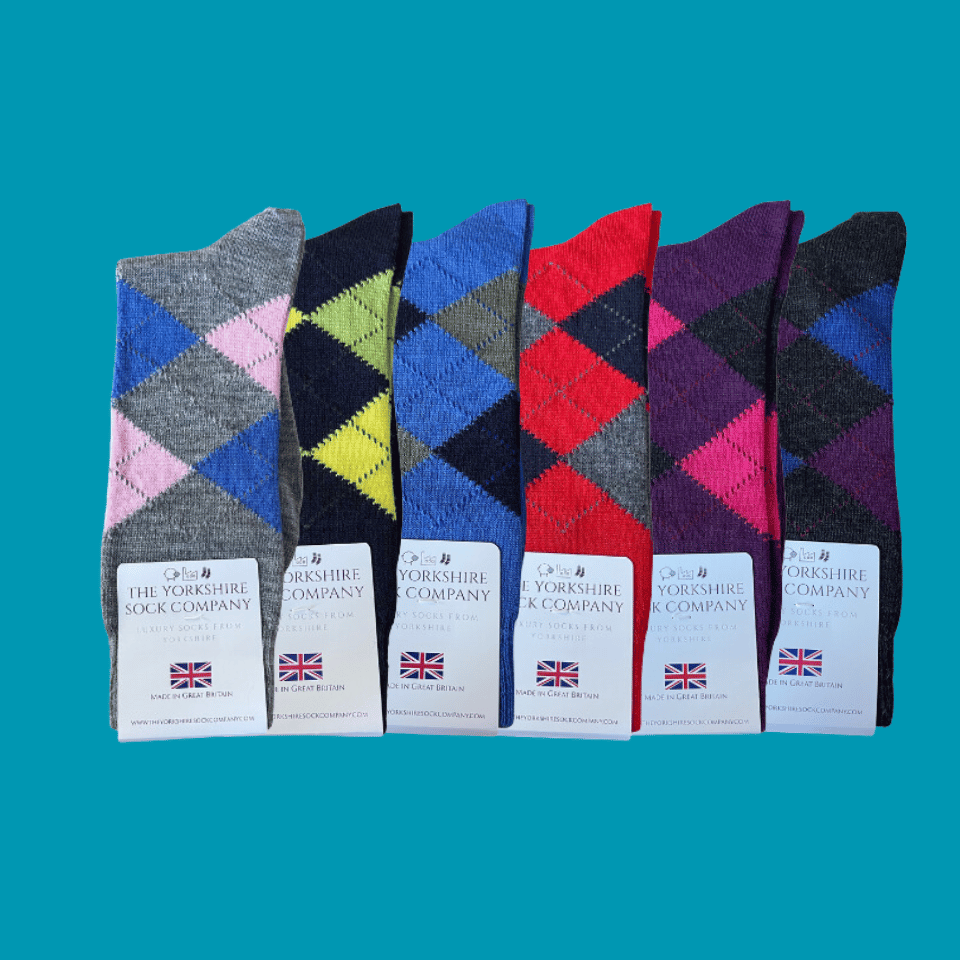 Argyle Merino Wool Socks 6 Pair Bundle