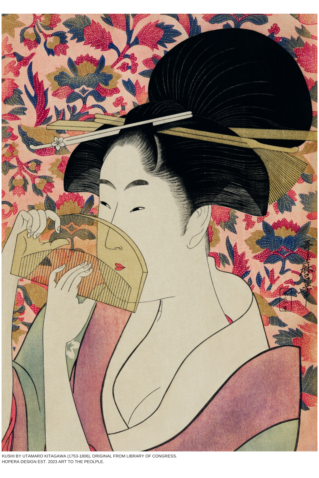 Kushi by Utamaro Kitagawa - Timeless Ukiyo-e Art & Organic French Terry Cotton Apparel by Hopera at www.brixbailey.com