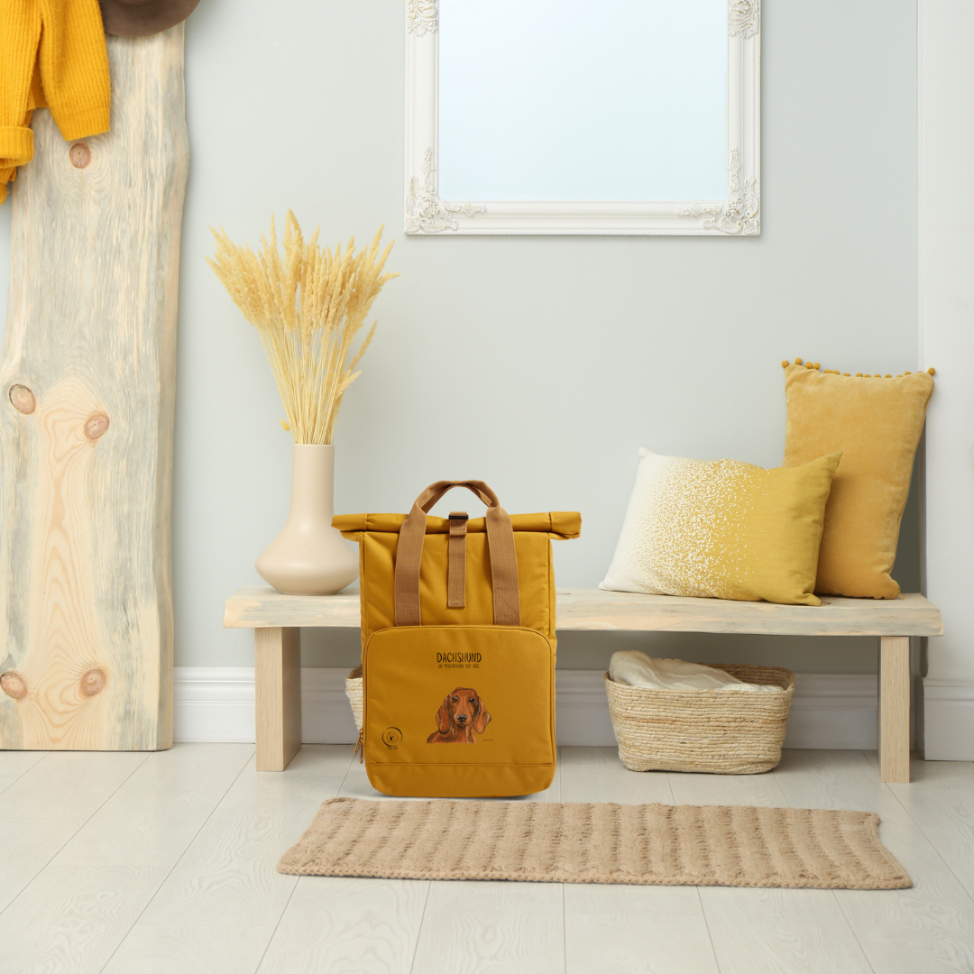 Dachshund Roll Top Backpack Small Dog Big Adventure