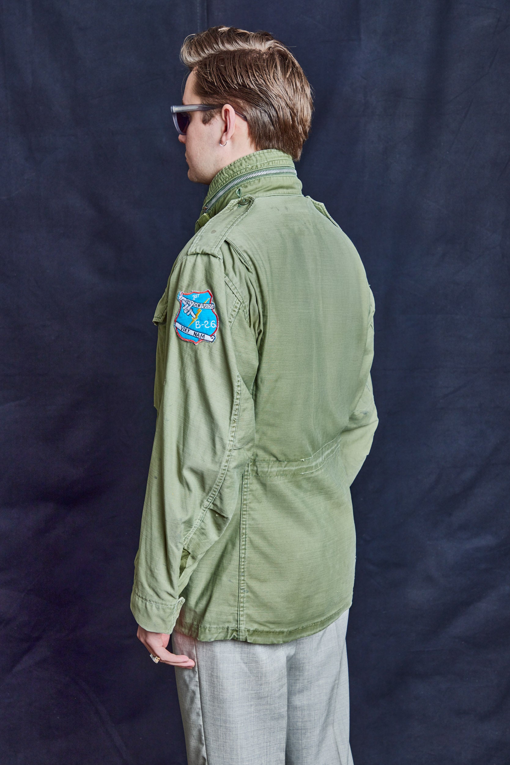 Vintage Military Field Coat with Authentic Patches