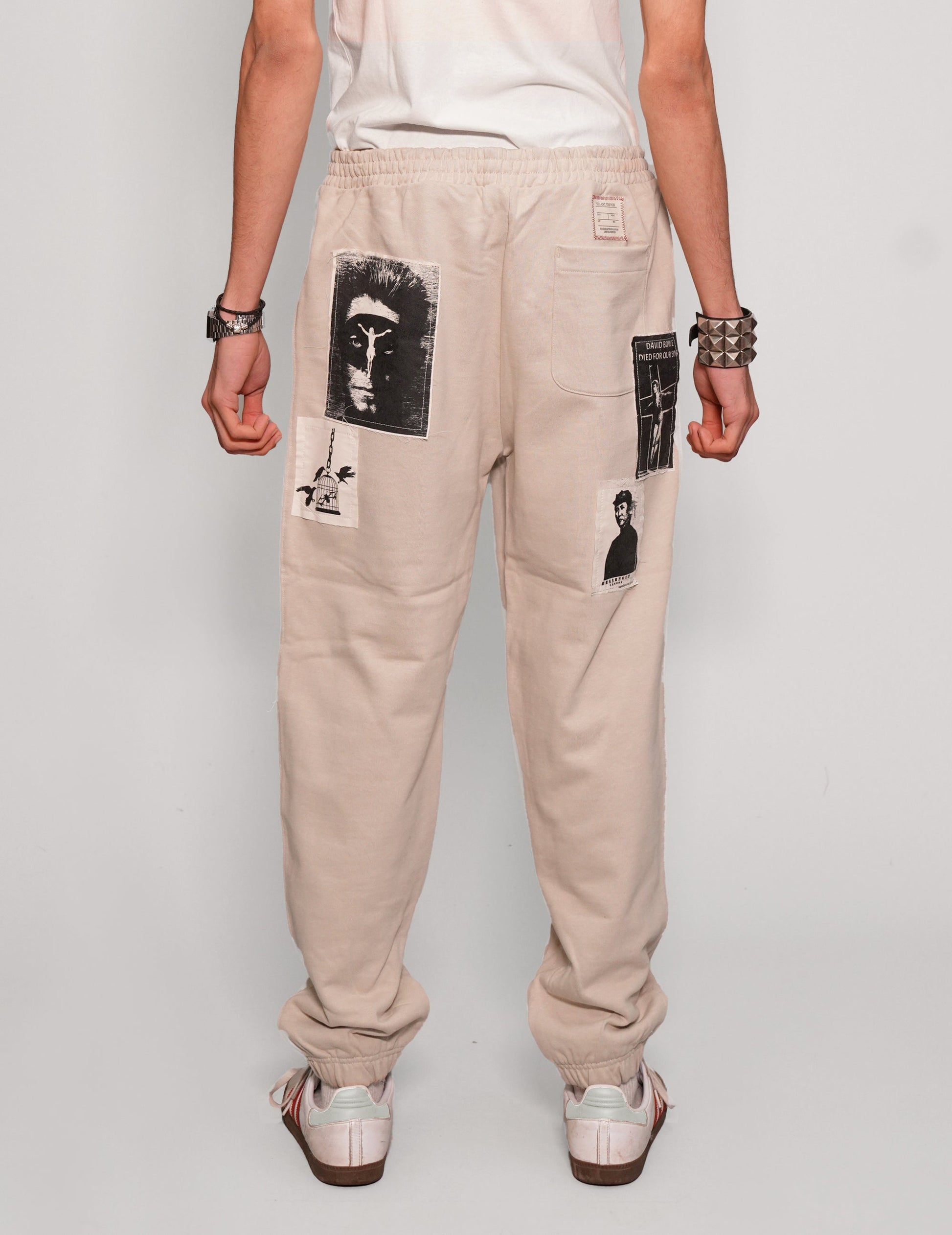 Multi Patch Jogger Pants in Ecru