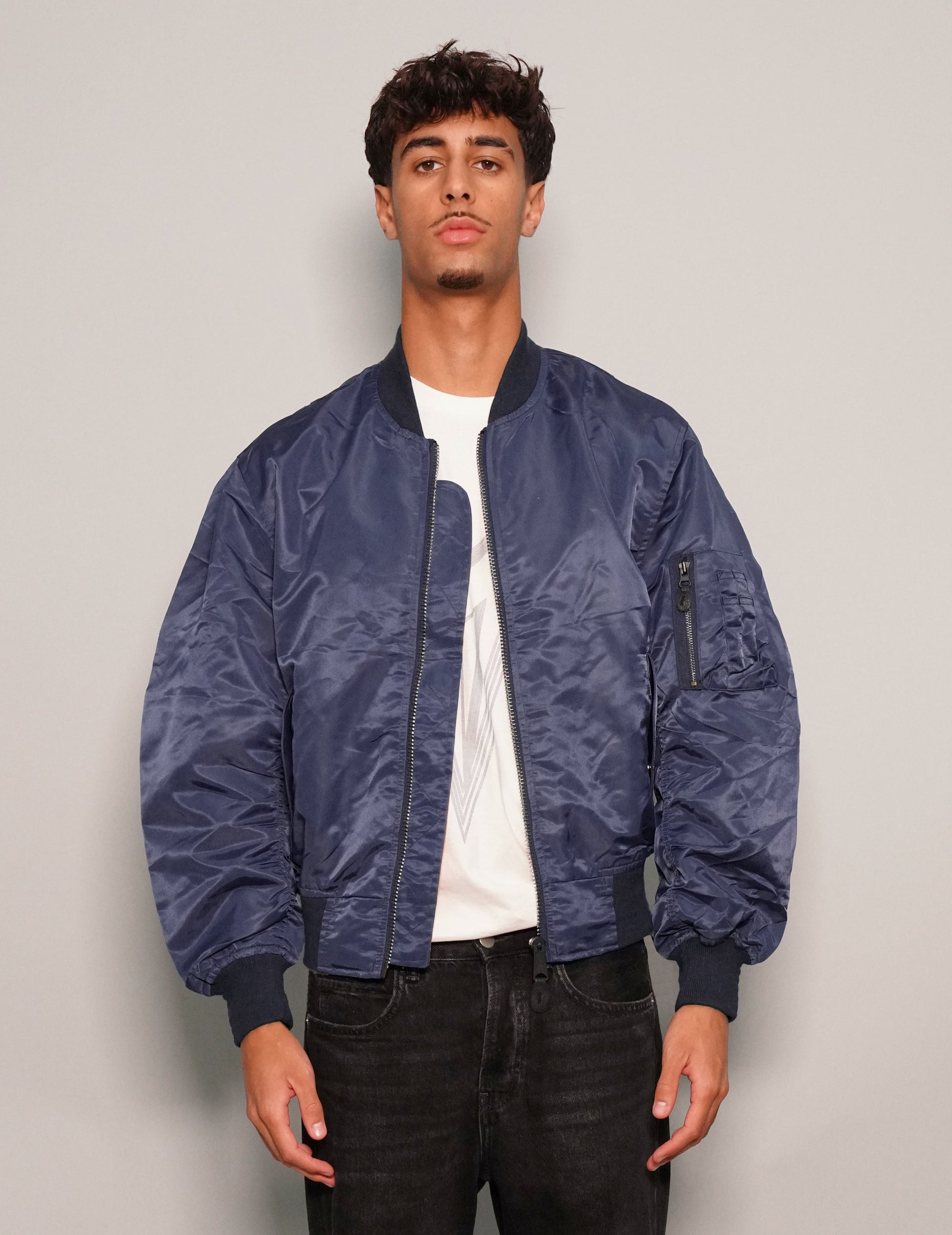 Vintage Blue Bomber Jacket Lightweight