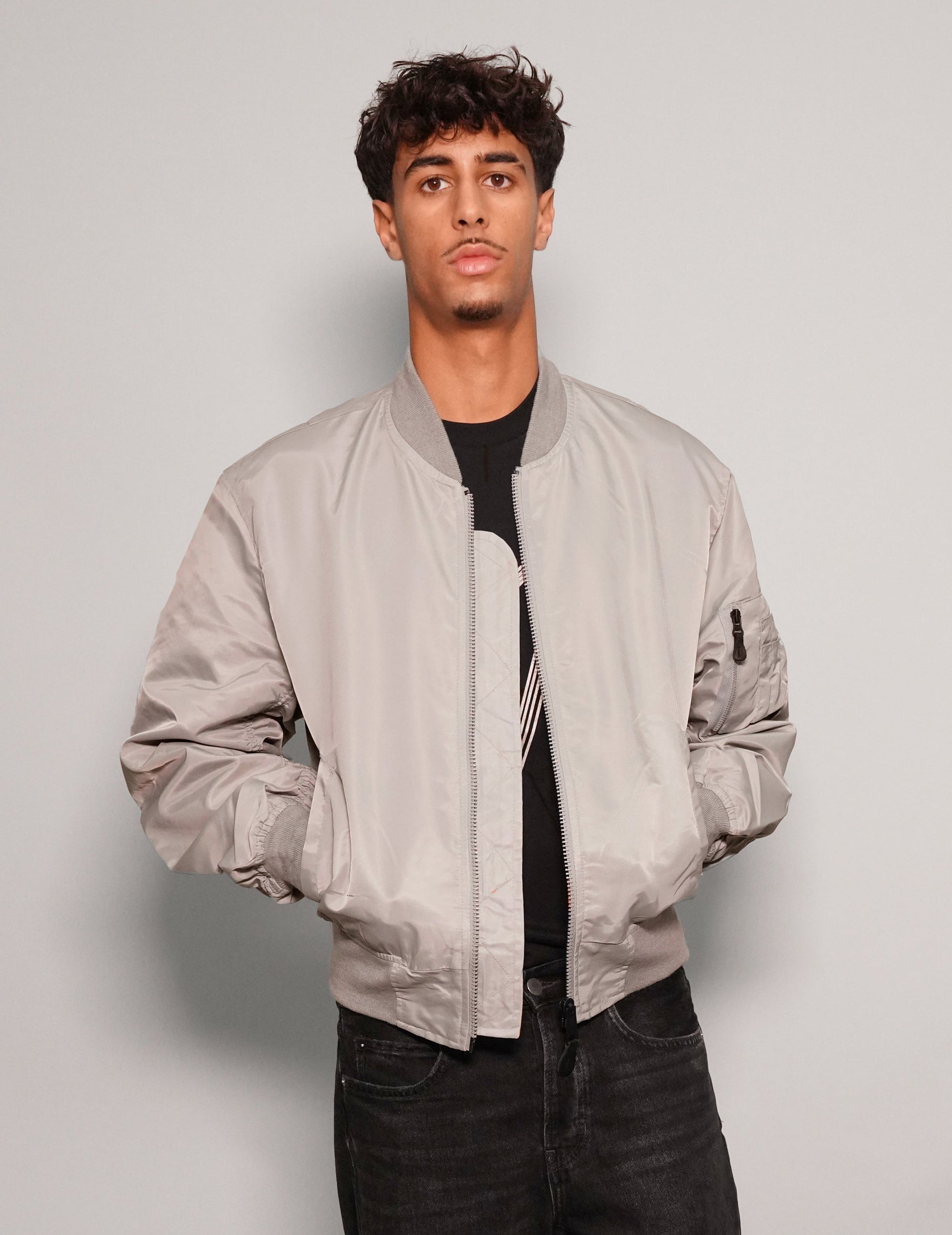Grey Lightweight Bomber Jacket