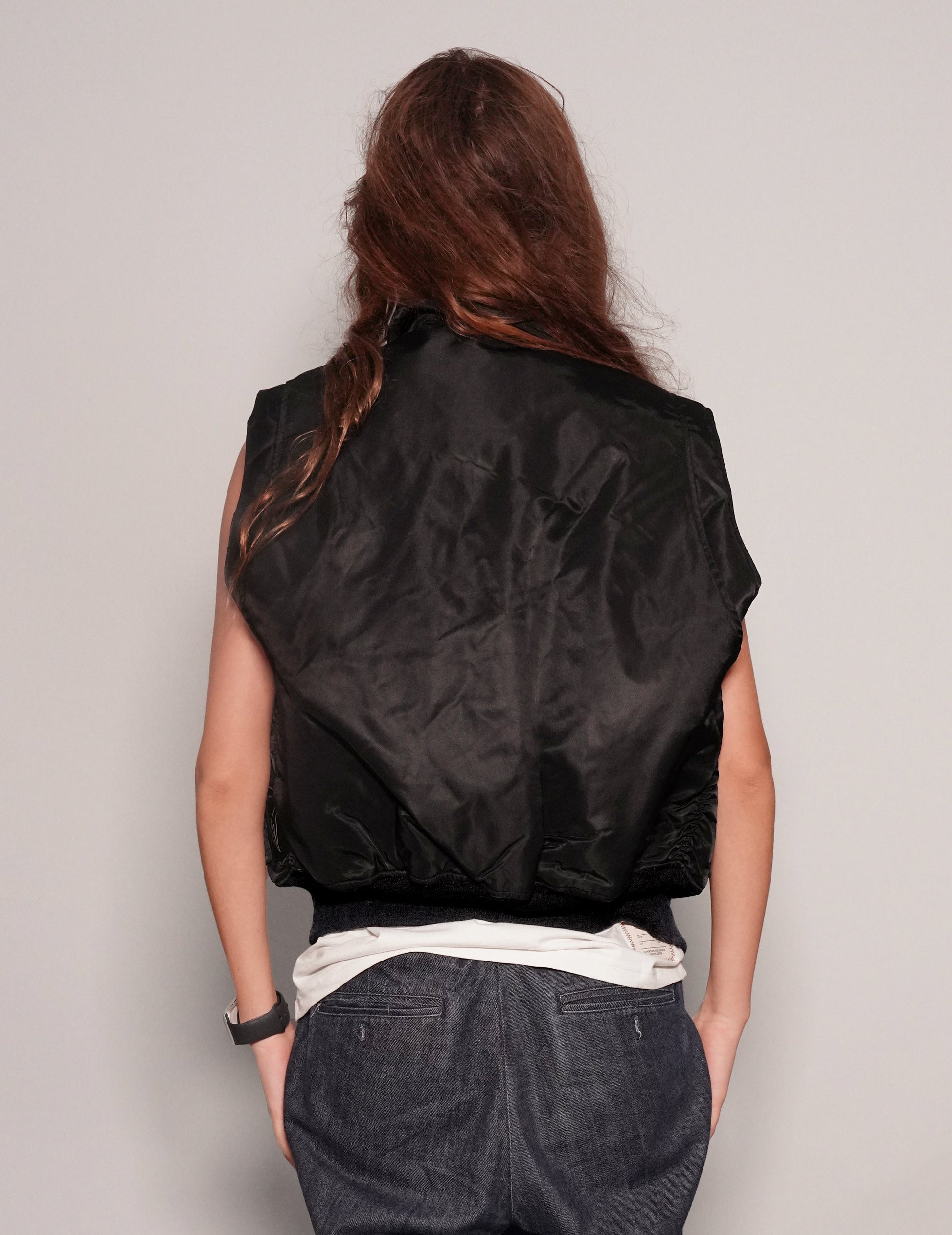 Black Lightweight Bomber Gilet with Collar