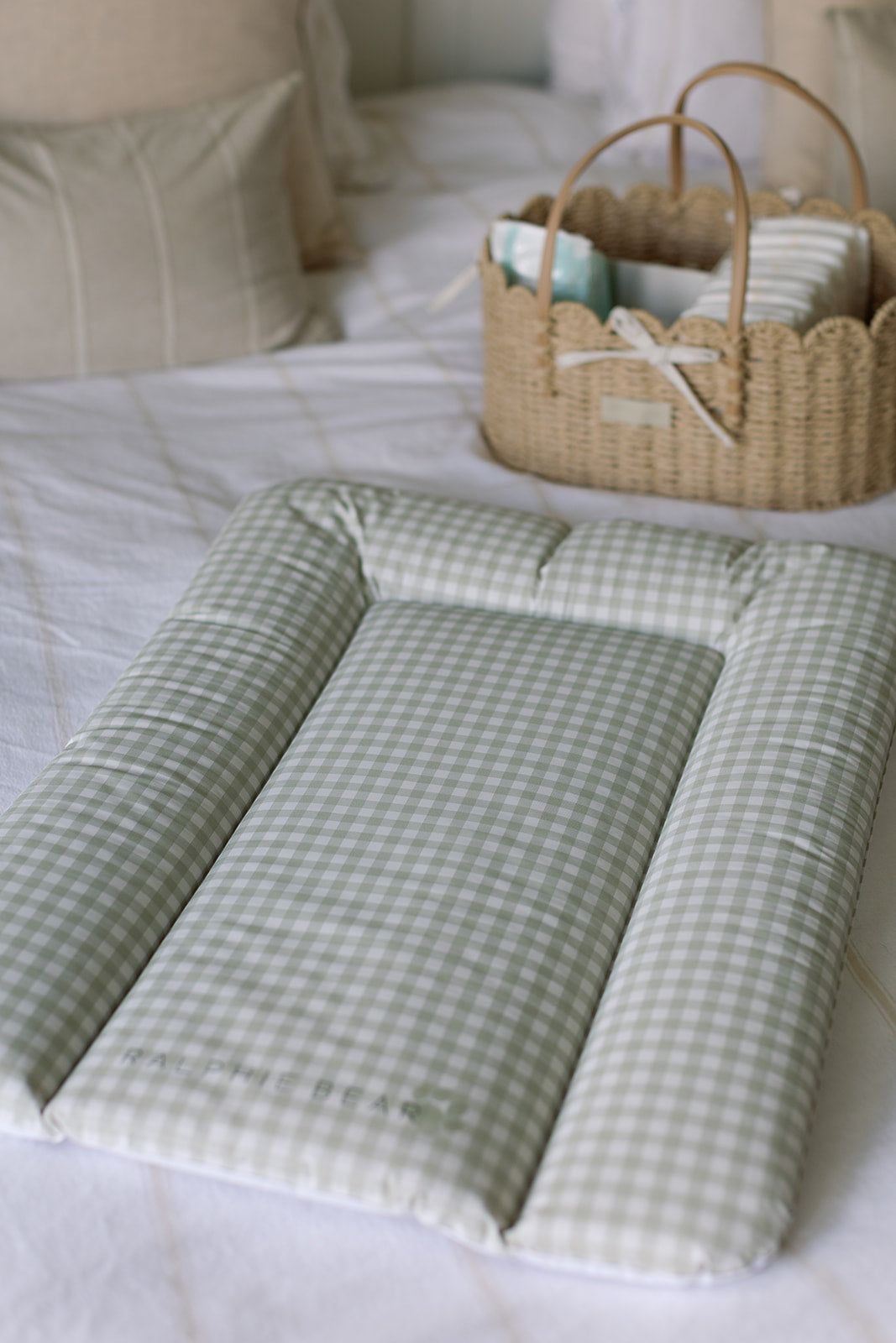 Gingham Sage Comfort Changing Mat