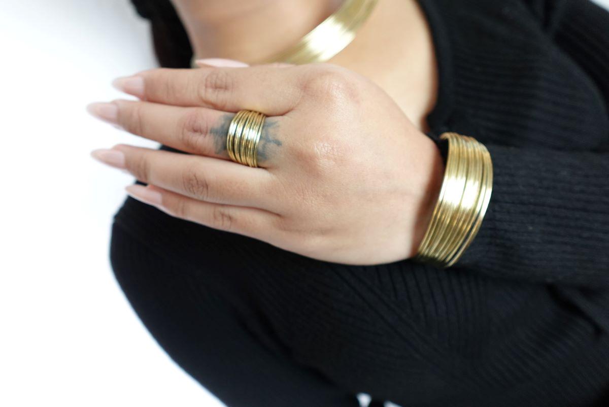 Four Piece Brass and Silver Statement Jewelry Set