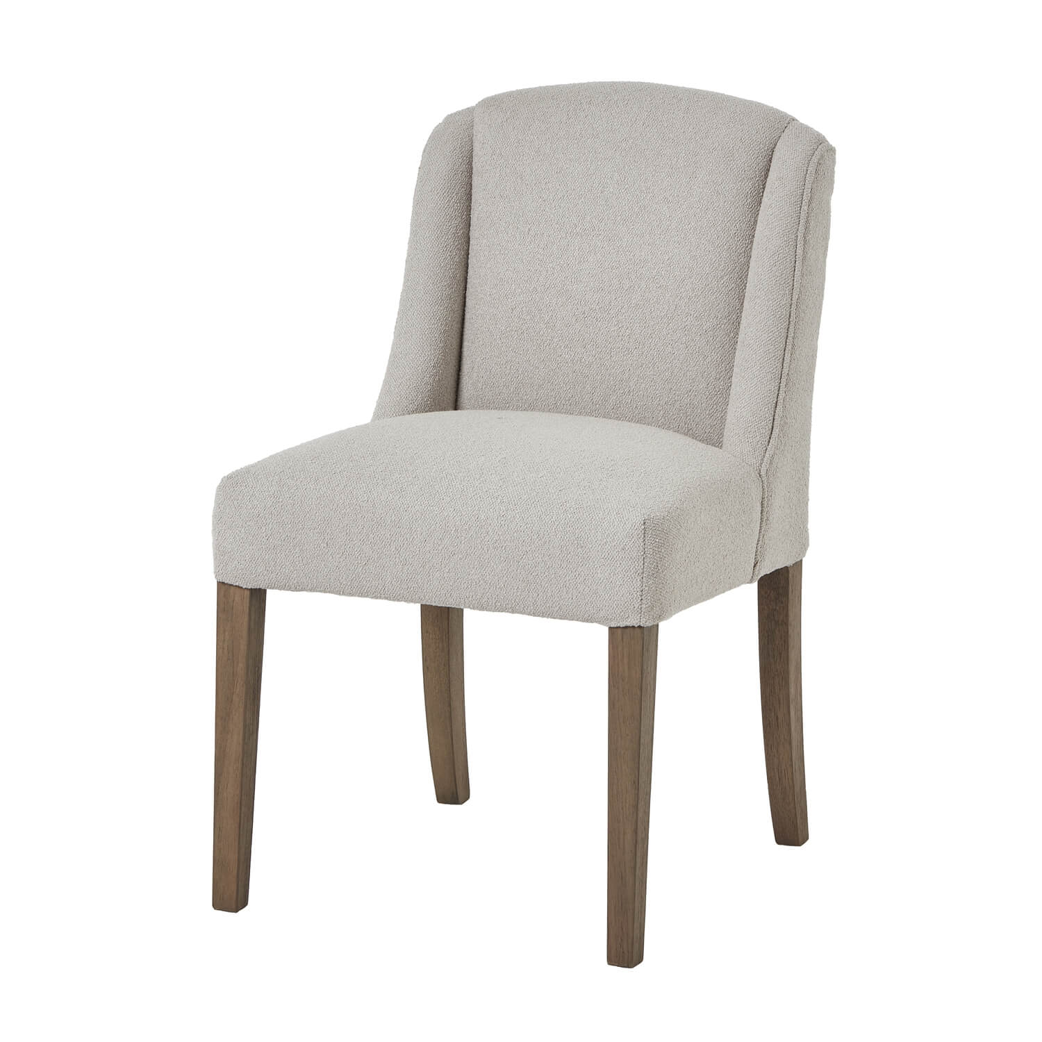 Compton Aspen Dining Chair with curved backrest, twill upholstery, and rustic wood frame for elegant dining spaces by RoomLondon at brixbailey.com