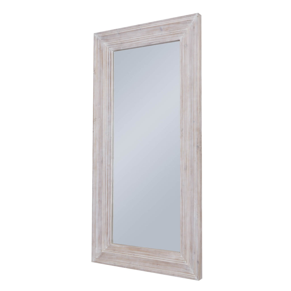 White washed large mirror with rustic wood frame, 200 cm tall, perfect for farmhouse or contemporary decor.by Sostter at brixbailey.com