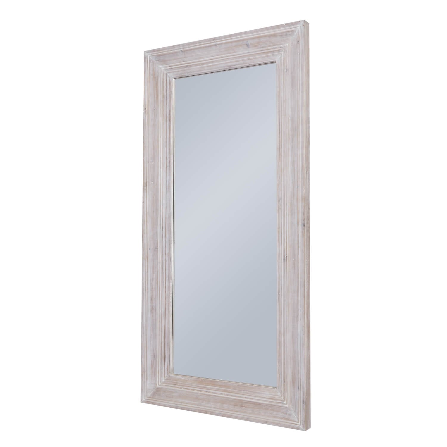 White washed large mirror with rustic wood frame, 200 cm tall, perfect for farmhouse or contemporary decor.by Sostter at brixbailey.com