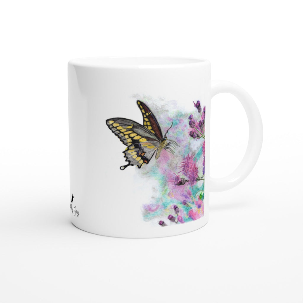 Yellow Butterfly Ceramic Coffee Mug 11oz