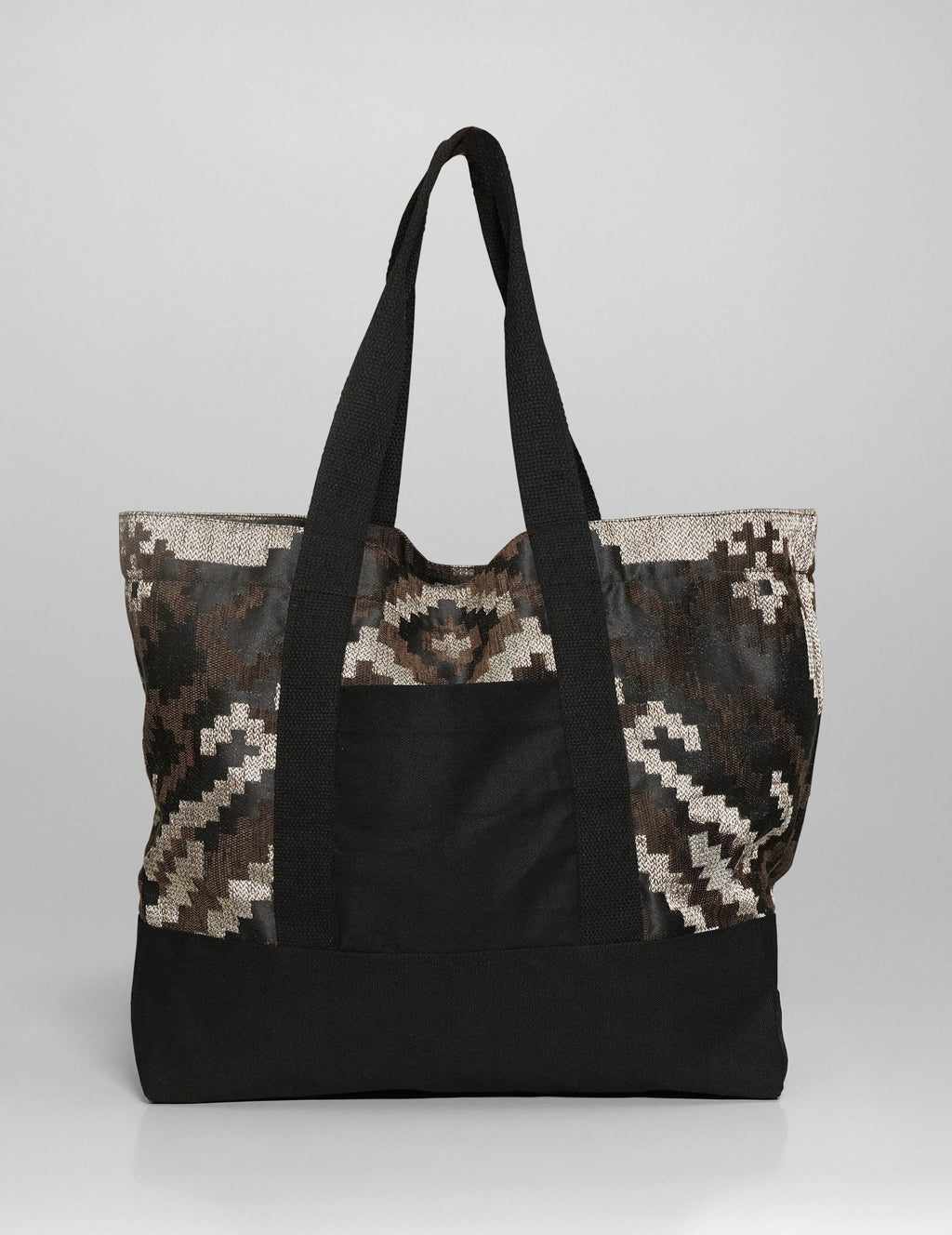 Holdall Bag in Brown Geometric Cotton Jacquard