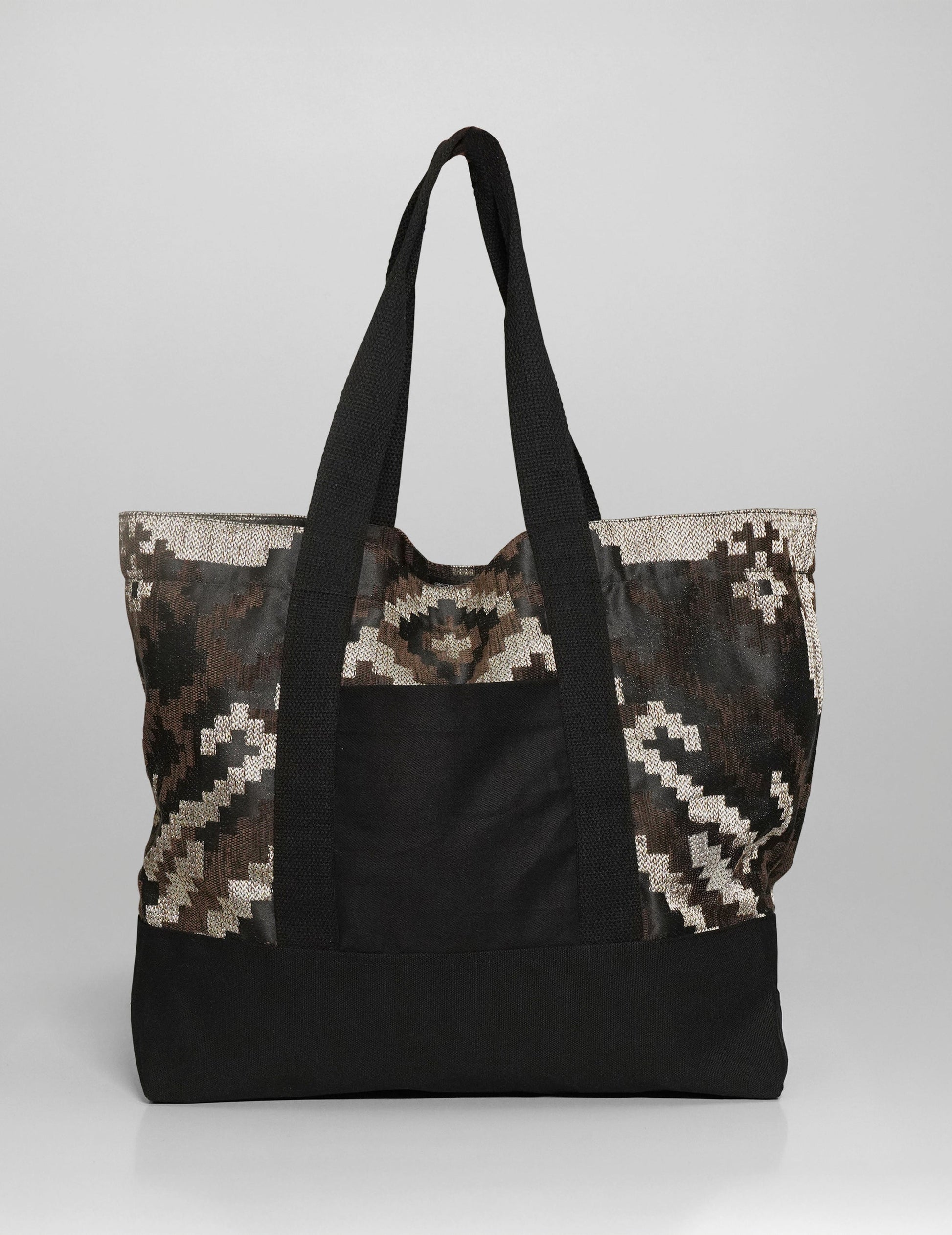 Holdall Bag in Brown Geometric Cotton Jacquard
