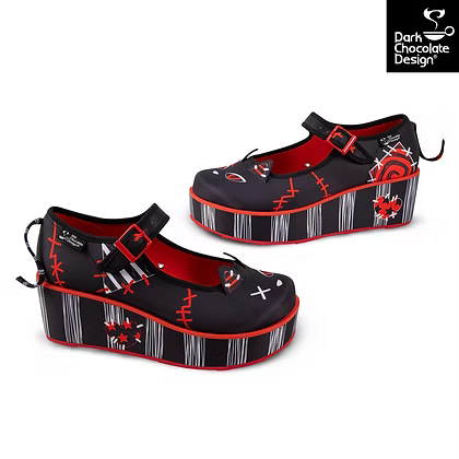 Riot Kitty Platform Mary Janes Gothic Cat Ear Shoes