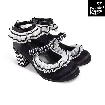 Arlequin Mid Heels Gothic Ruffle Mary Janes